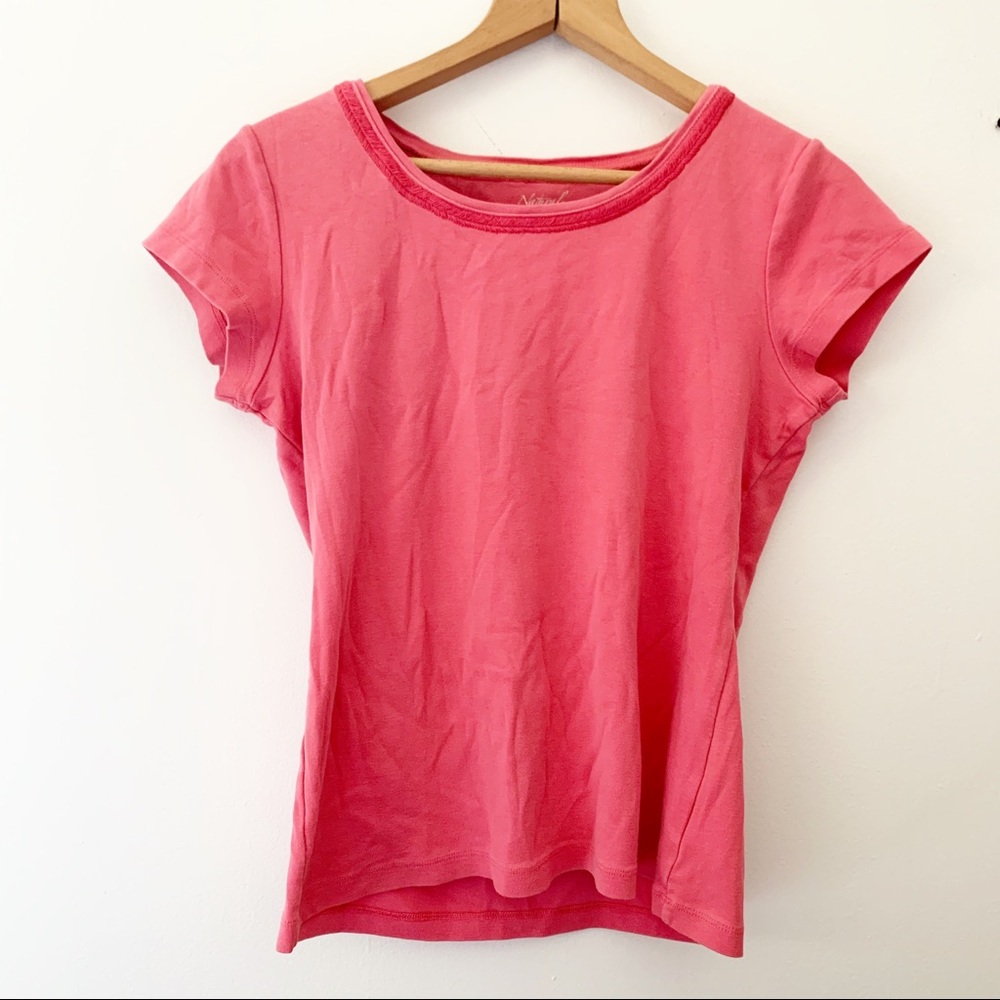 Coldwater Creek Organic Pink Embroidered T-Shirt